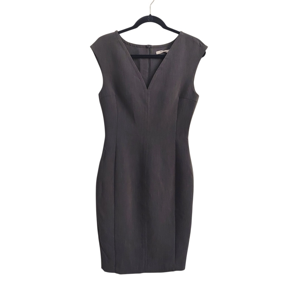 SFIZIO 6 Dark Gray VNeck Sleeveless Lined Sheath Dress Office Realtor Meeting